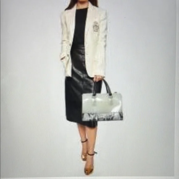 FURLA CANDY CANDY PYTHON PRINT Elegant Cream and Black Handbag EUC - Picture 2 of 5